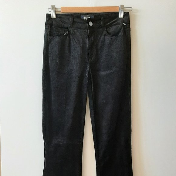PAIGE High Rise Lou Lou Corduroy Flare Jeans - Black - Size 25/XS - Picture 1 of 5